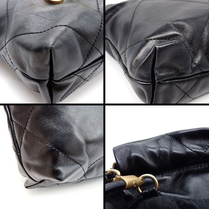 Chanel 22 Mini Shoulder Bag in Black Shiny Calfskin