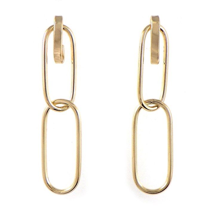 K10YG Link Swing Chain Motif Earrings - Exquisite Craftsmanship