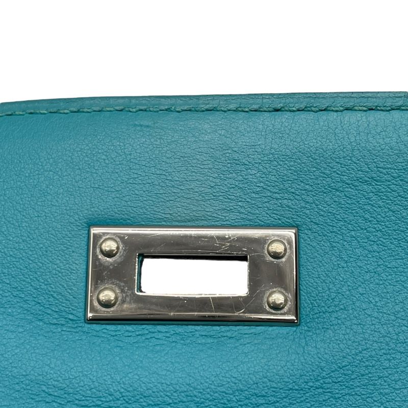 HERMES Kelly Pochette T Stamp in Blue Paon with Silver Hardware