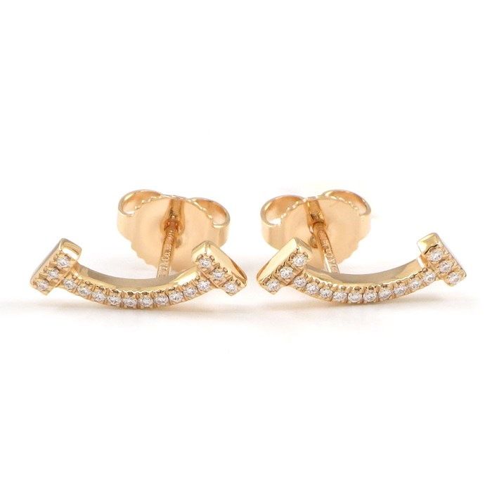 Tiffany & Co. T Smile Diamond Earrings in K18 Pink Gold