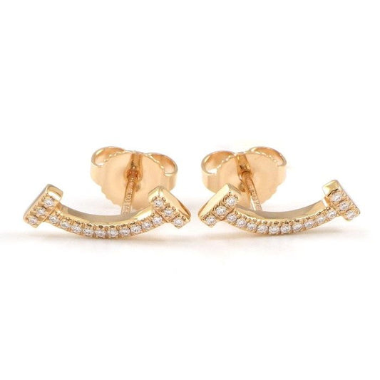 Tiffany & Co. T Smile Diamond Earrings in K18 Pink Gold