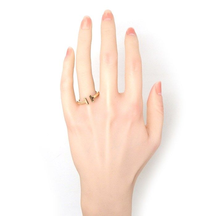 Tiffany & Co. T Square Ring in K18 Pink Gold - Size 21