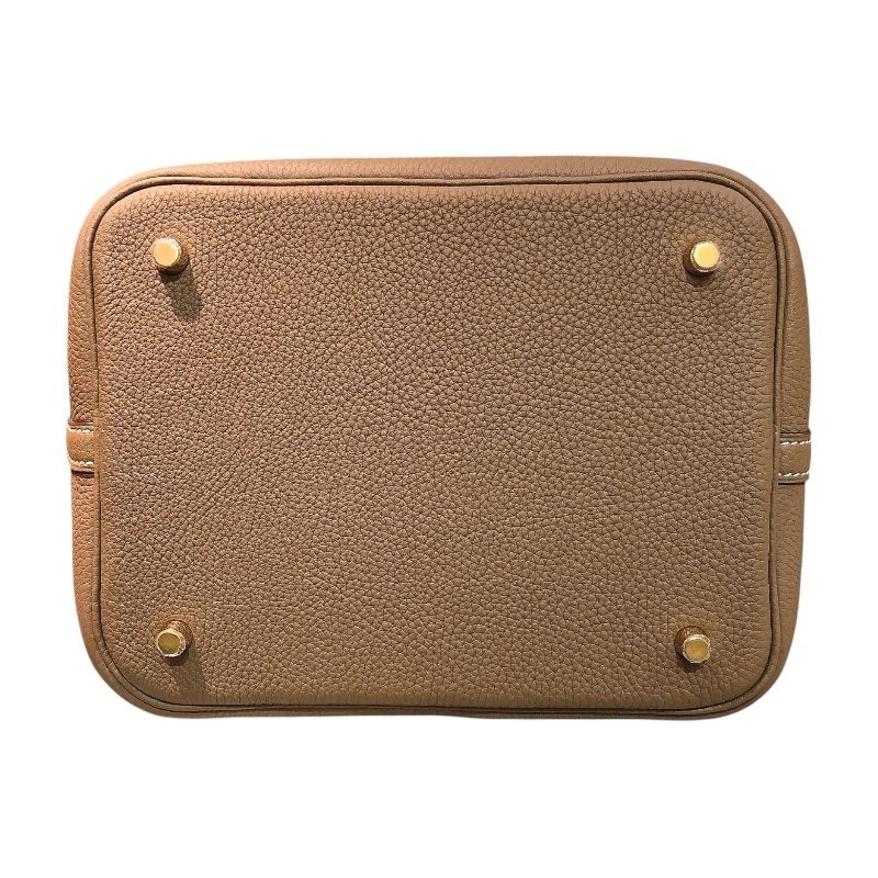 HERMES Picotin Lock MM Handbag in Etoupe with Gold Hardware