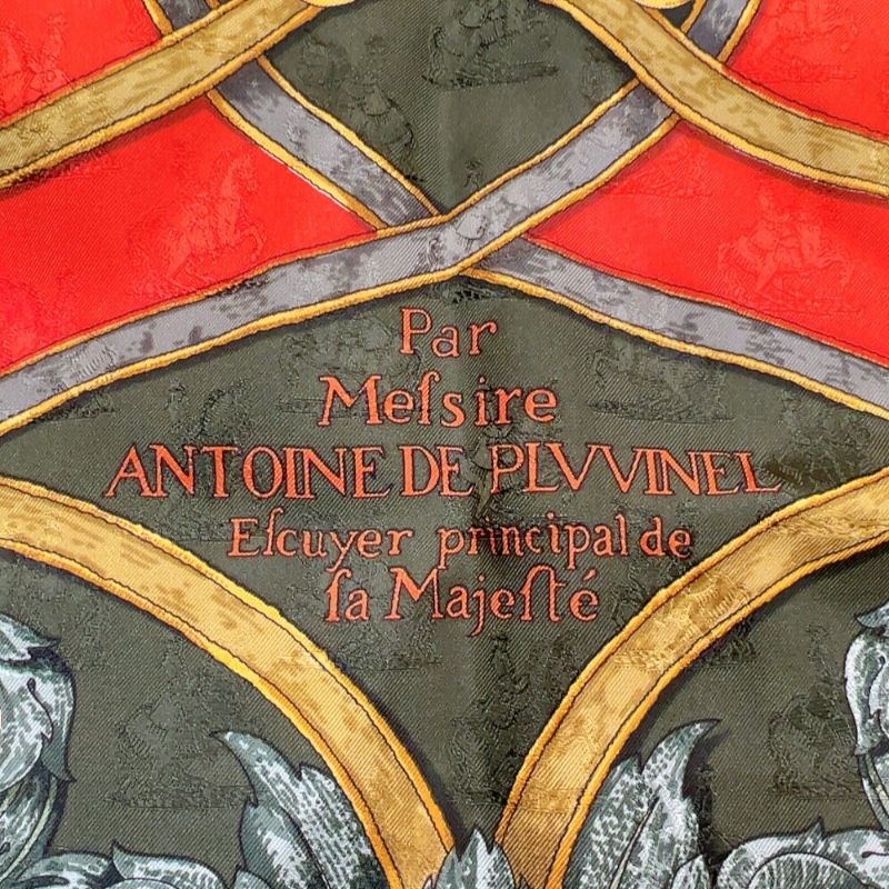 HERMES Carre 90 Linstrvction dvroy Green Multi Silk Scarf