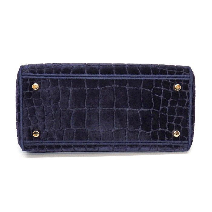 Dior Lady D Lite Medium Handbag in Navy & Red Velvet