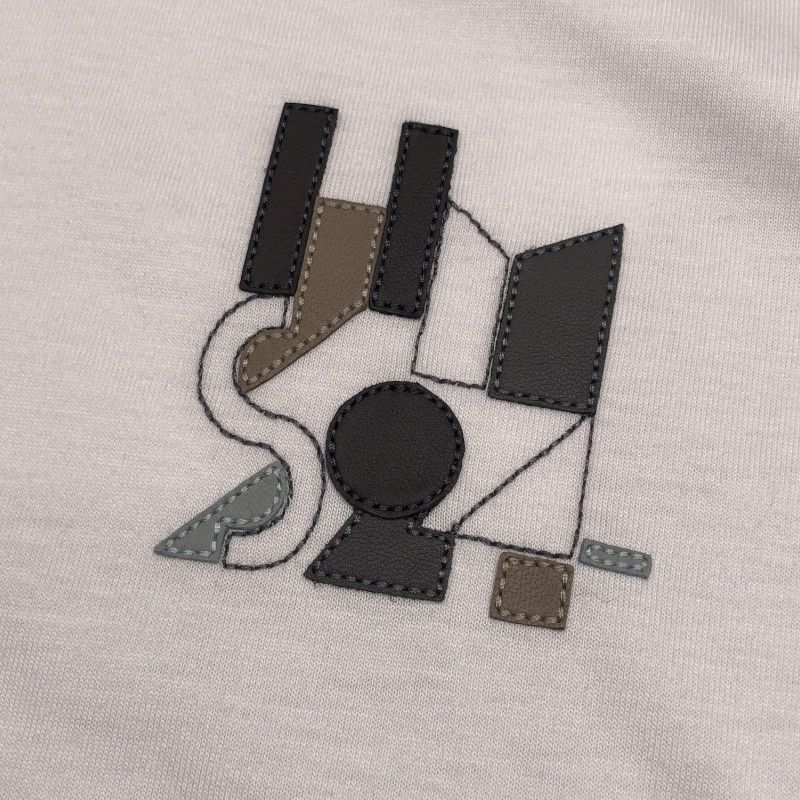 HERMES Mini Leather Patch T-Shirt in White - Men's XL