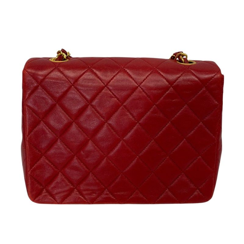 CHANEL Matelassé Chain Shoulder Bag in Red with Gold Hardware
