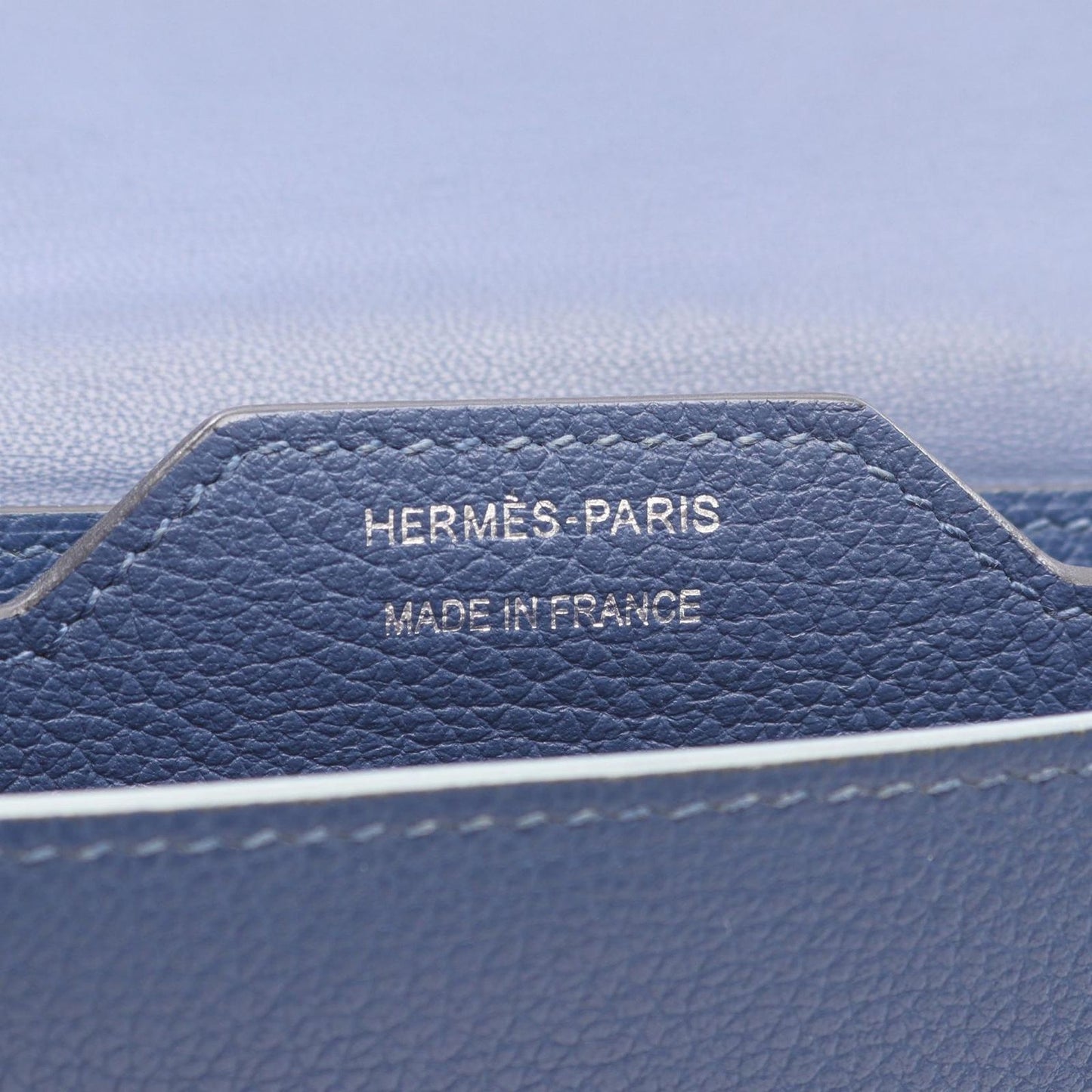 HERMES Passant Compact Wallet in Blue Evercalf Leather