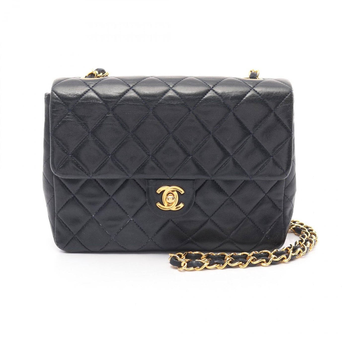 CHANEL Mini Matelassé 20 Shoulder Bag in Navy Lambskin