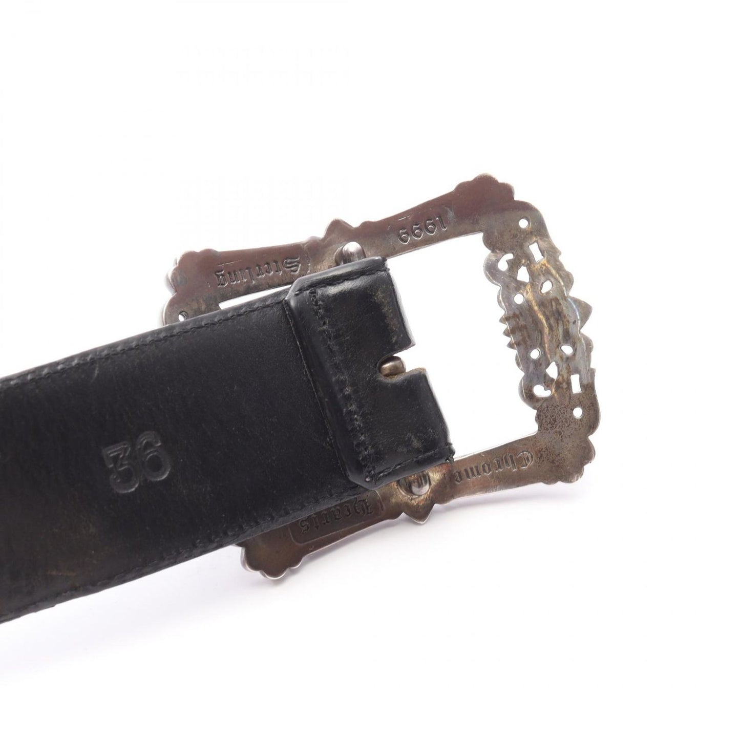 CHROME HEARTS 1.5inch OTJ Filigree Leather Belt - Black