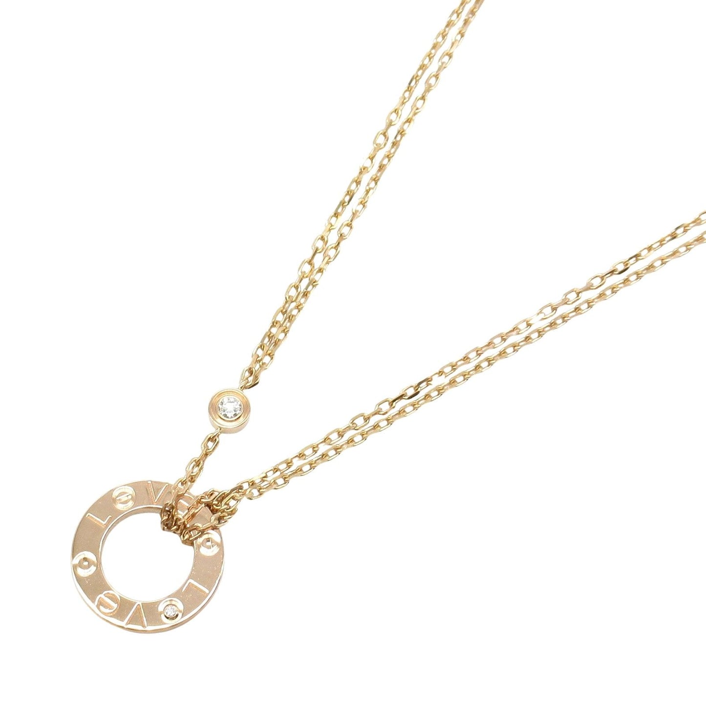 CARTIER Love Circle Necklace in 18K Pink Gold with Diamonds
