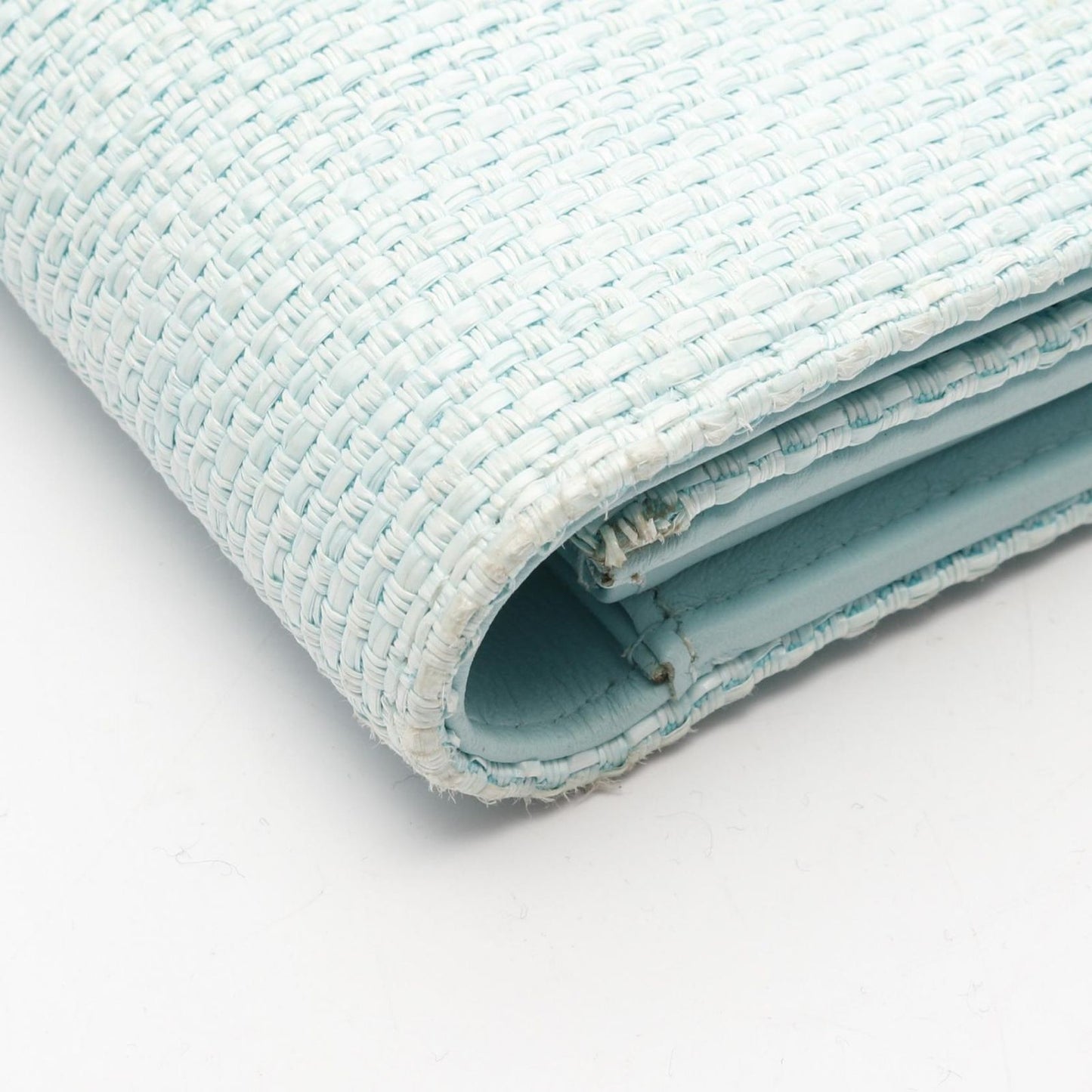 CHANEL Deauville Two-Fold Long Wallet in Light Blue Leather