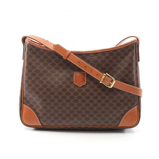 CELINE Macadam Shoulder Bag in Dark Brown PVC Coated Canvas