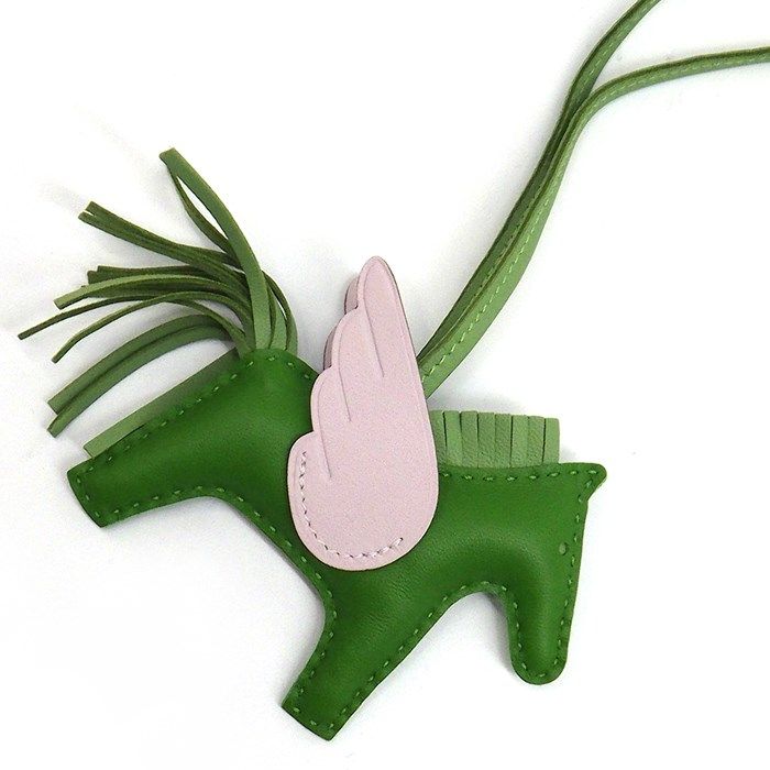 HERMES Rodeo Pegasus PM Bag Charm - 2024 Edition in Veil Yucca