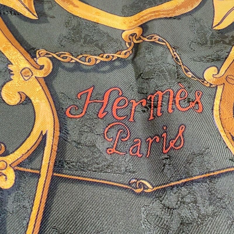 HERMES Carre 90 Linstrvction dvroy Green Multi Silk Scarf