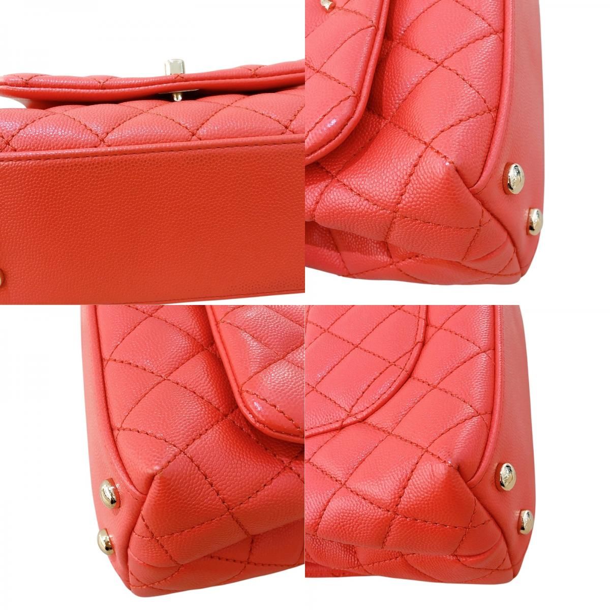 CHANEL Coco Handle XXS AS2215 Orange Caviar Leather Shoulder Bag