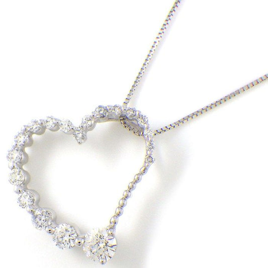 Heart Motif Diamond Necklace in K18 White Gold - 1.01ct