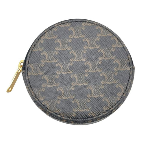 CELINE Triomphe Coin Purse in Black Canvas - Timeless Elegance