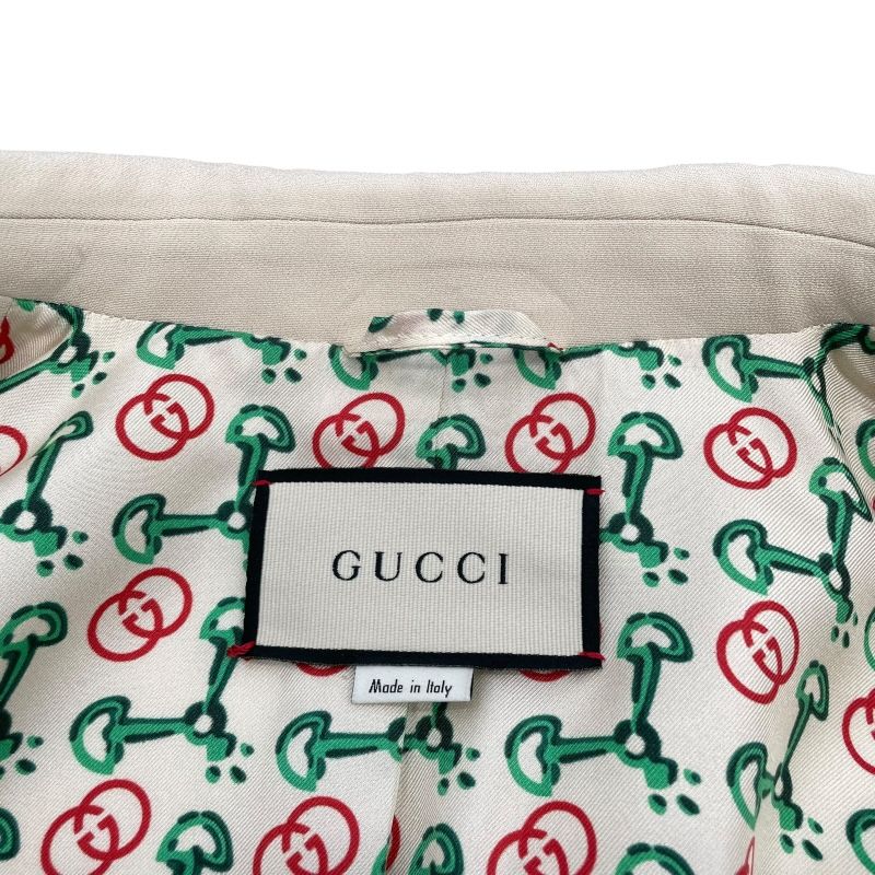 GUCCI Cream Rayon Tailored Blazer Jacket with Unique Lining
