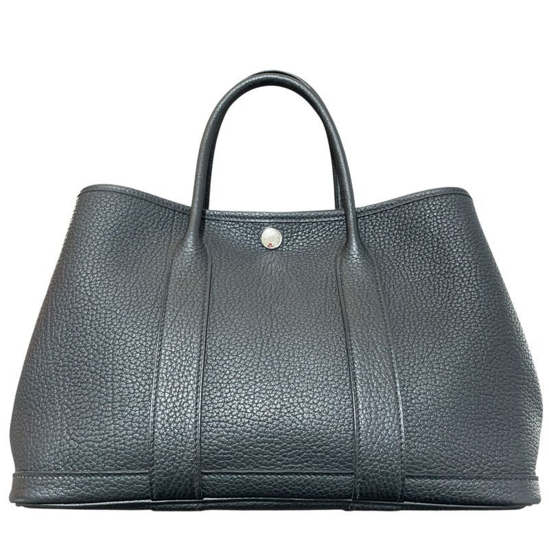 HERMES Garden Party TPM Black Negonda Tote Bag with Silver Hardware