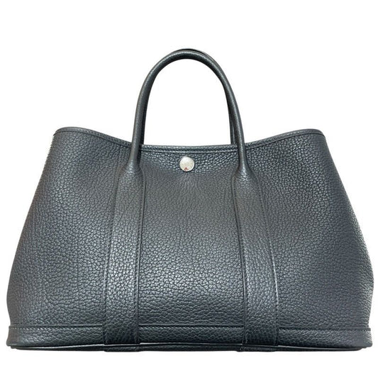 HERMES Garden Party TPM Black Negonda Tote Bag with Silver Hardware