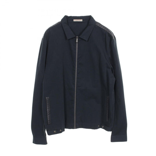 Bottega Veneta Intrecciato Leather Blouson Jacket - Navy
