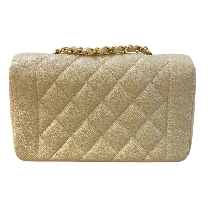 CHANEL Diana 22 Beige Caviar Skin Shoulder Bag with Gold Hardware