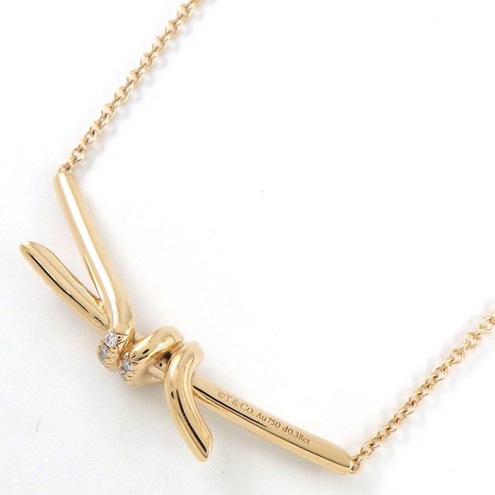 Tiffany & Co. Knot Necklace with 0.38ct Diamond in K18 Pink Gold