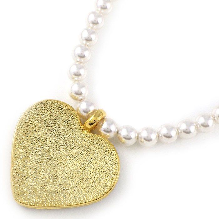 CHANEL 2024 Spring Collection Heart Motif Necklace with Imitation Pearls