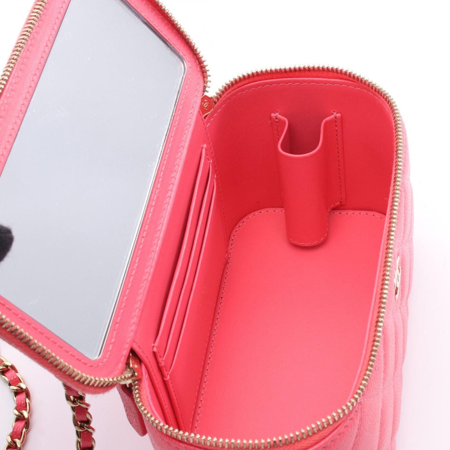 CHANEL Matelassé Vanity Shoulder Bag in Pink Caviar Leather