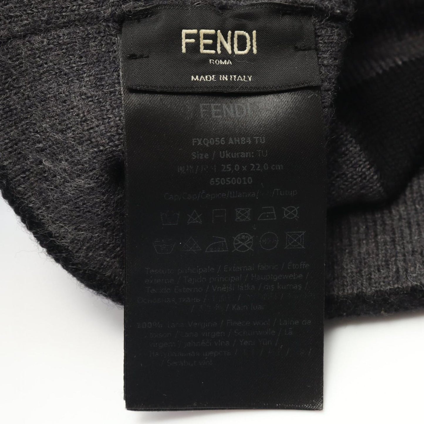 FENDI FF Logo Wool Knit Cap in Grey - Unisex Luxury Accessory