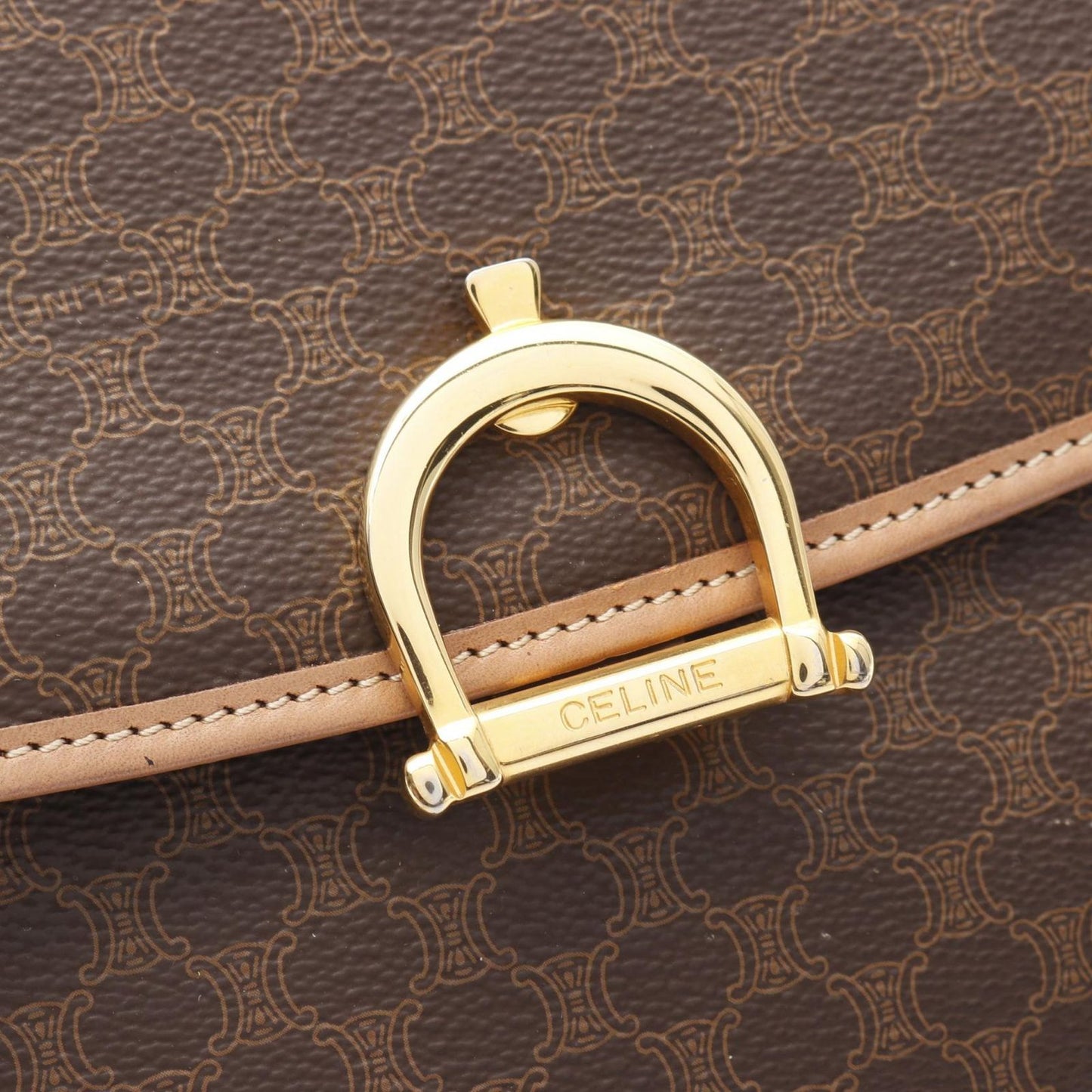 CELINE Macadam Handbag in Dark Brown PVC Coated Canvas