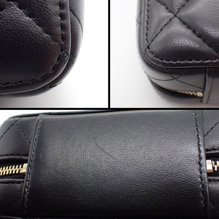 Chanel Matelassé Vanity Shoulder Bag in Black Lambskin
