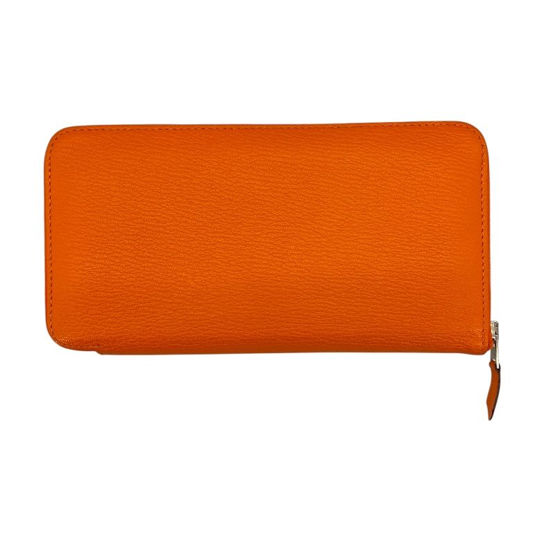 HERMES Azap Long Wallet in Orange & Silver Hardware - Unisex