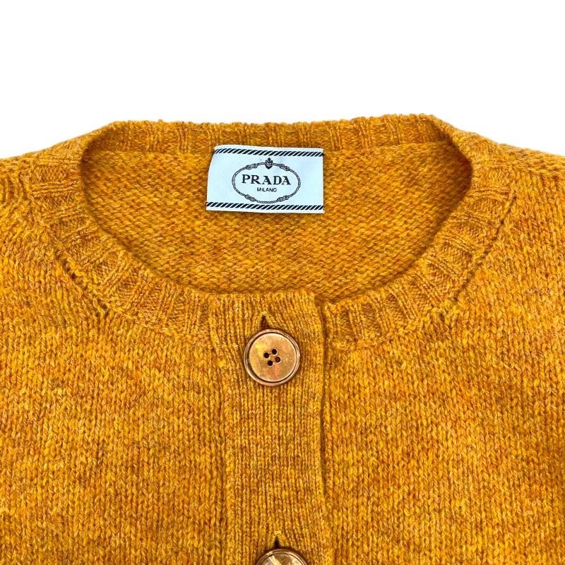 PRADA Yellow Wool Knit Cardigan - Exquisite Women's Sweater