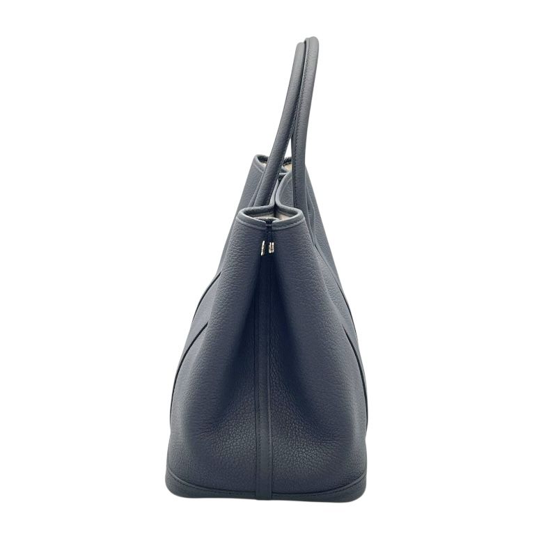HERMES Garden Party PM Handbag in Blue Nuit with Silver Hardware