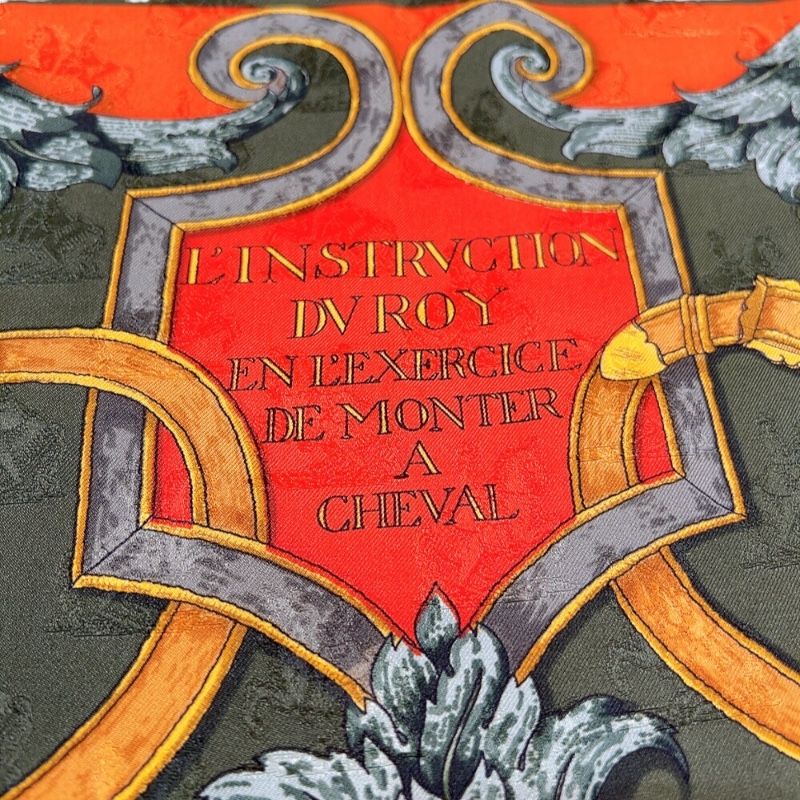 HERMES Carre 90 Linstrvction dvroy Green Multi Silk Scarf