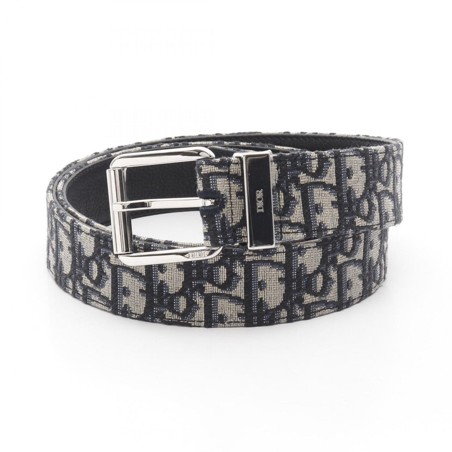 Dior Oblique Jacquard Canvas & Leather Belt - Navy - New