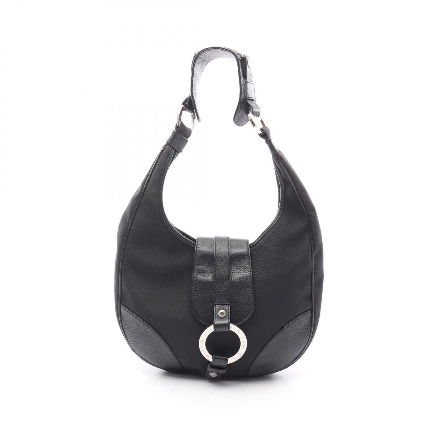 BVLGARI Black Canvas & Leather Shoulder Bag - Timeless Elegance