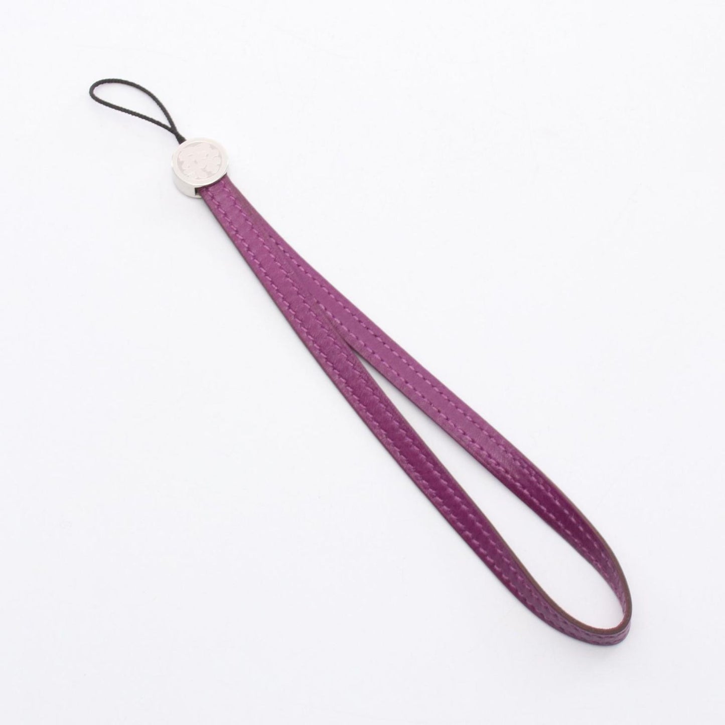 HERMES Serre Anemone Leather Keychain - Exquisite Purple Charm