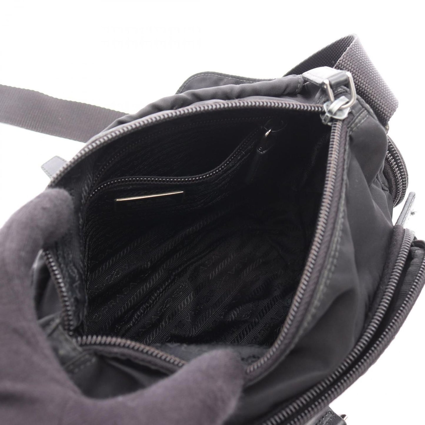 PRADA TESSUTO CALF Shoulder Bag in Black Nylon & Leather