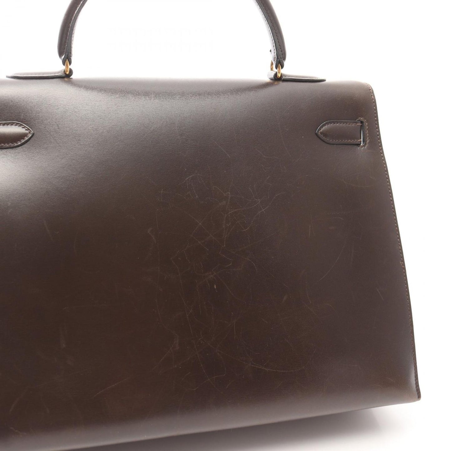 HERMES Kelly 35 Handbag in Ebeve Calfskin - Timeless Elegance