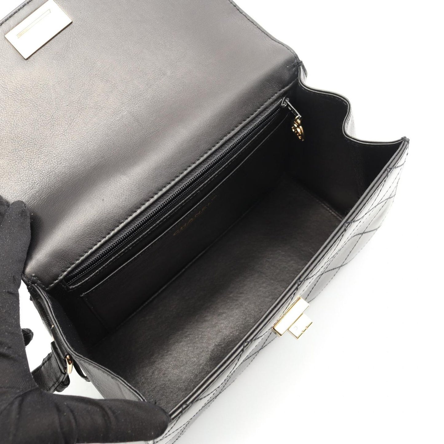 CHANEL 2.55 Matelassé Black Lambskin Shoulder Bag