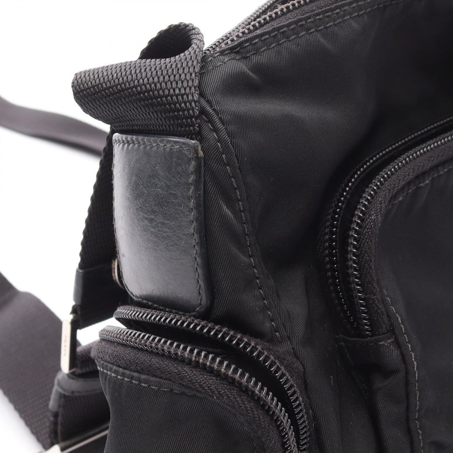 PRADA TESSUTO CALF Shoulder Bag in Black Nylon & Leather