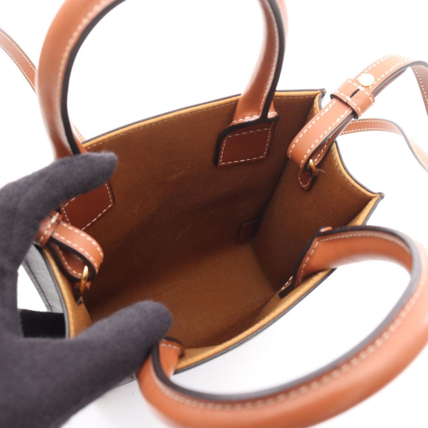 CELINE Mini Vertical Cabas Trionf Handbag - Dark Brown PVC Canvas