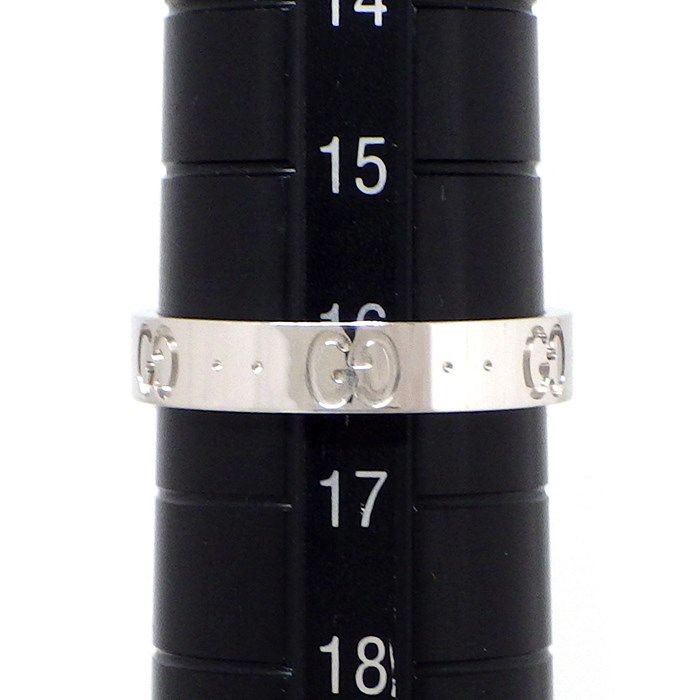 GUCCI Interlocking G Slim Ring in K18 White Gold - Size 16