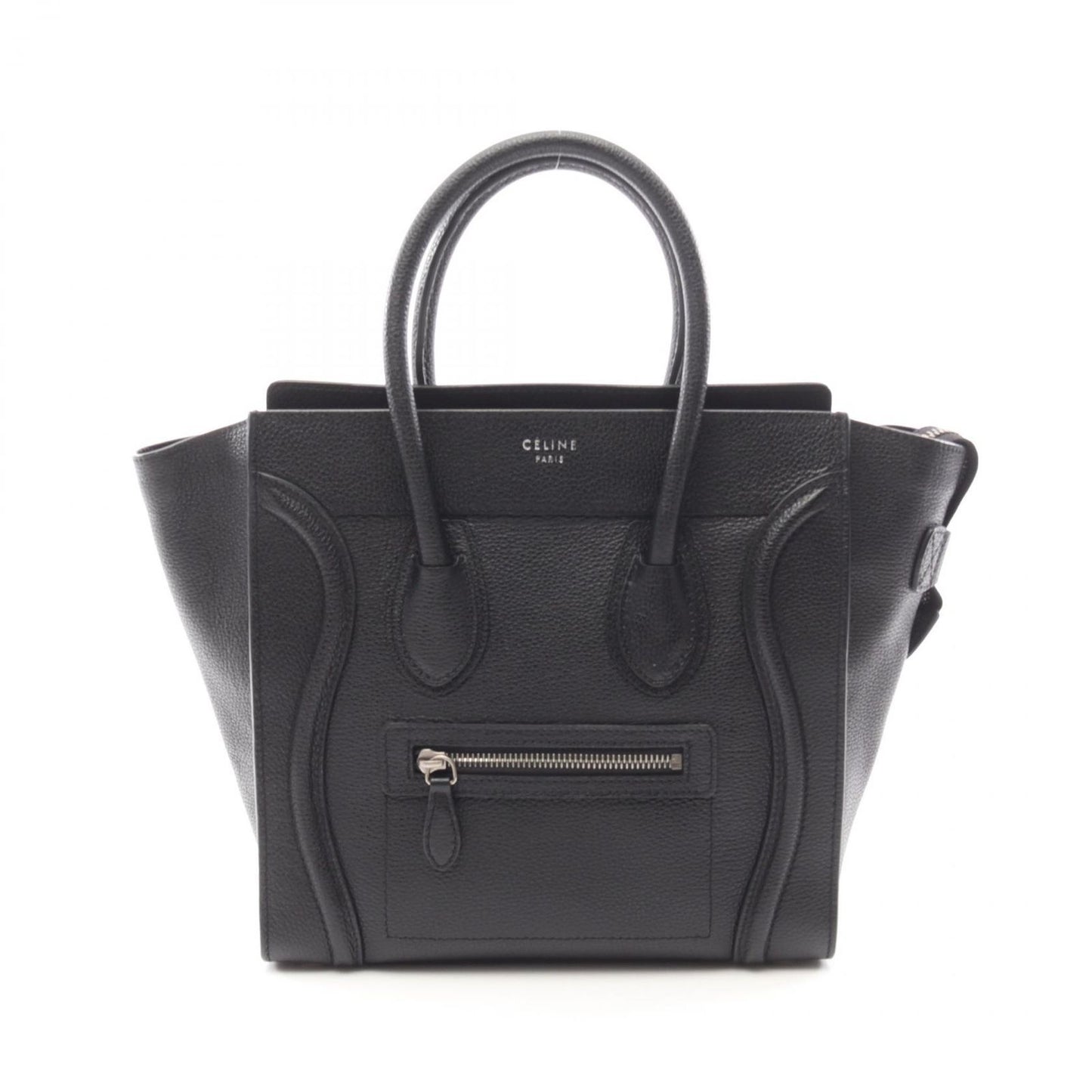 CELINE Luggage Micro Shopper Tote Bag in Black Leather