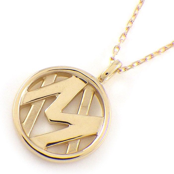 K10YG Round Circle Initial Necklace - Elegant Personalization