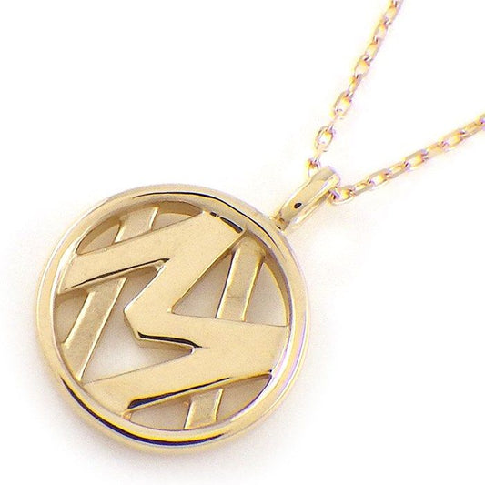 K10YG Round Circle Initial Necklace - Elegant Personalization