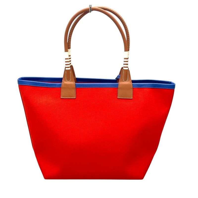 HERMES Staple 28 Handbag in Orange/Blue - Exquisite Craftsmanship